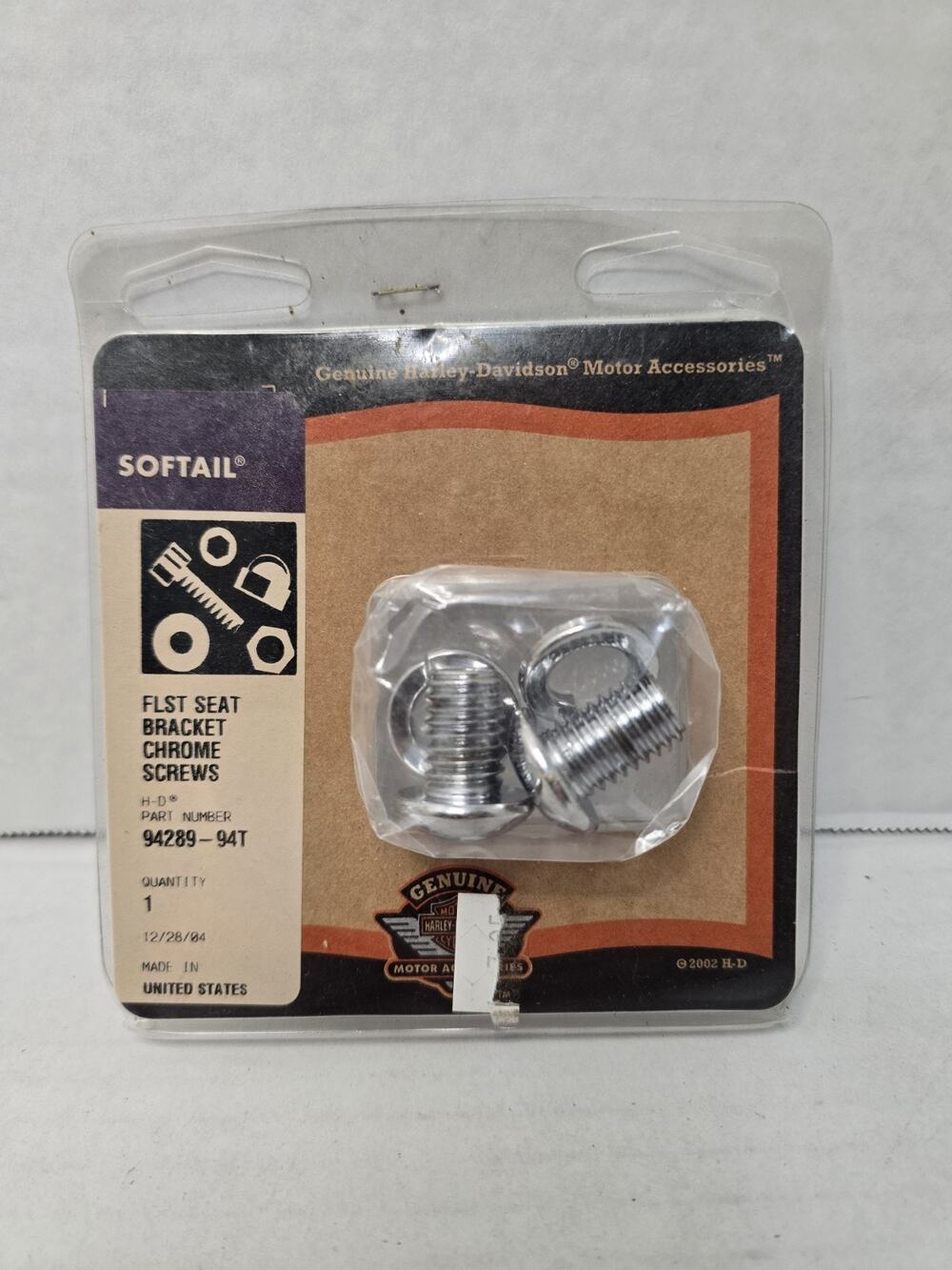 Harley-Davidson FLST Seat Bracket Chrome Screws 94289-94T Genuine OEM NOS